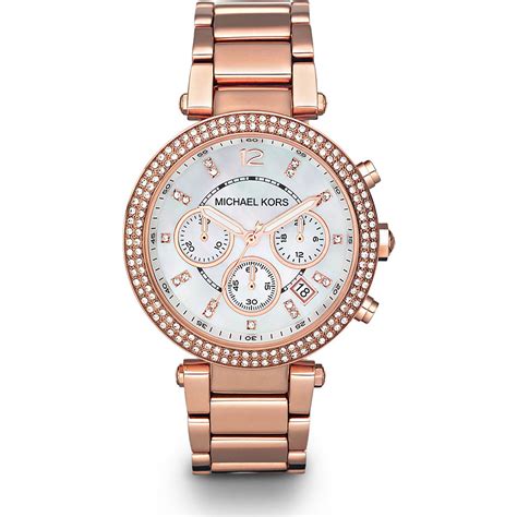 michael kors rose gold watch diamond face|Michael Kors parker chronograph watch.